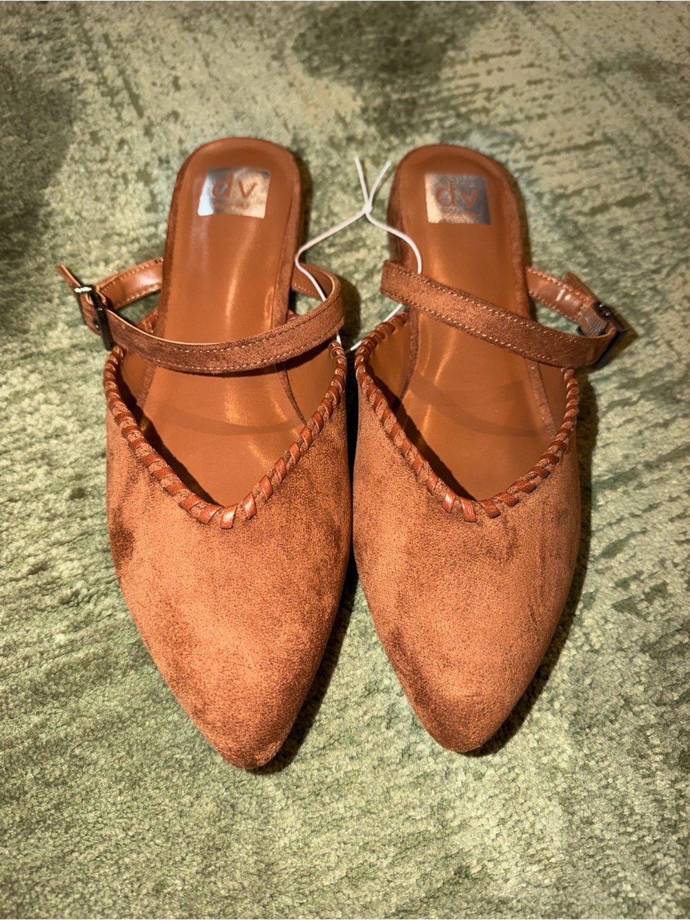 Dolce Vita Empress pointed-toe slingback flats rich chestnut brown suede NWT